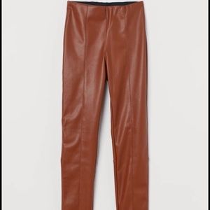 H&M faux leather leggings / pants brown size 4